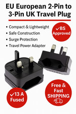 EU European Euro Europe 2-Pin To 3-Pin UK Travel Plug socket converter adapter