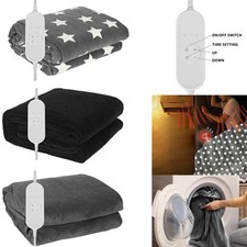 Machine Washable Heated Throw Luxury Electric Fleece Blanket with 9 Heat Setting