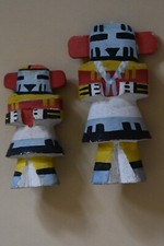 2 Vintage Hopi Kachina Route 66 Dolls. Cottonwood Root Carving. 60+ Years Old.