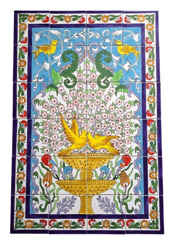 Tile picture birds - tile, fountain
