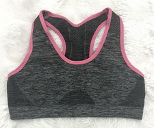 Girls Quality Primark Grey Pink Seam Free Crop Top Bra - 9-10 Years - New