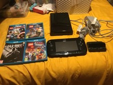 Nintendo Wii U Premium 32GB Black Handheld System console bundle 4 games etc