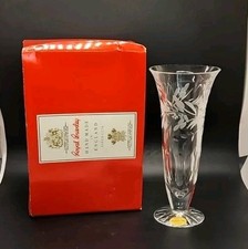 Royal Brierley Jasmine  Crystal Cut And Etched Glass Vase 20cm Posy Boxed