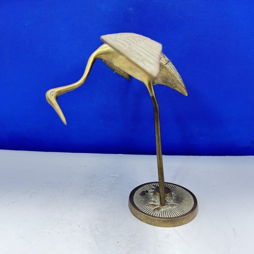 Brass crane heron - heron, sculpture