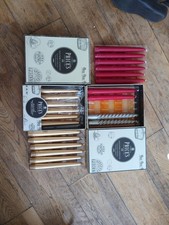 Vintage Prices Dinner Candles  12 Unscented Gold Venetian +8 Red 8 Inch Non Drip