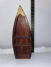 Wooden Boat Curio 3 Shelf Hanging/Standing Display Beach Nautical Rustic 15"
