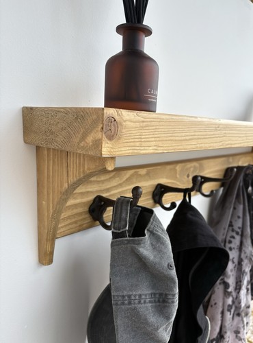 Handmade wooden coat rack - wooden, with
