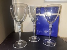 X3 Royal Oulton Finest Crystal Wine Glasses Twisted Stem Vintage With A Box