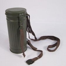 Replica M1938 Green/Grey Gas Mask Tin WW2 German Canister & Straps TG901