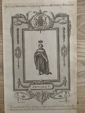 1785 King Edward V Of England Original Historical Copperplate Engraving