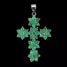 Silver Pendant Emerald Natural