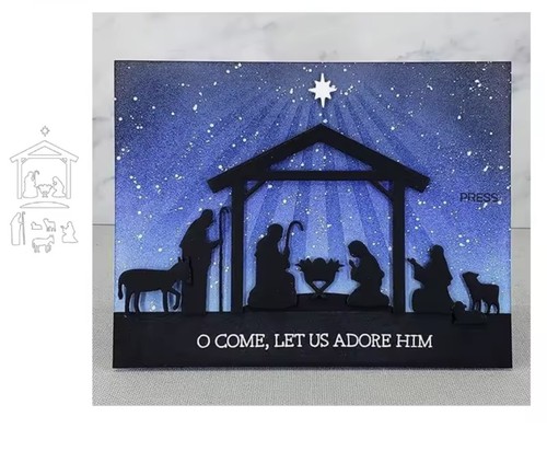 Christmas crib scene metal - crib,