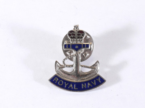 Royal navy enamel anchor - navy, lapel