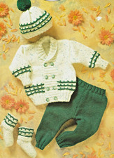 475 PREMATURE & BABY BOY GIRLS DK OUTFIT 12 TO 20" VINT KNITTING PATTERN COPY