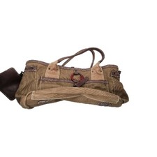 Gap RED Bag Tan Canvas HIV AIDS Duffle Leather Trim