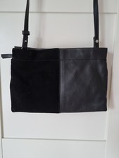 LADIES ZARA SMALL BLACK LEATHER & SUEDE CROSS THE BODY STYLE HANDBAG