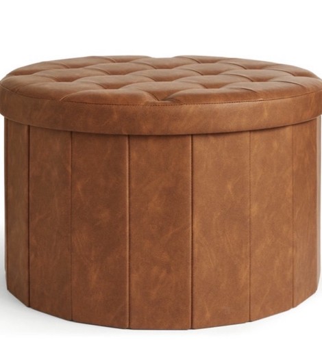 Tan coloured round ottoman - coloured,