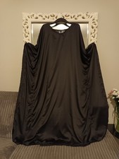New Women's Kaftan Black Tunic Kimono Long Dress Free Upto Size 34, Thin Satin 