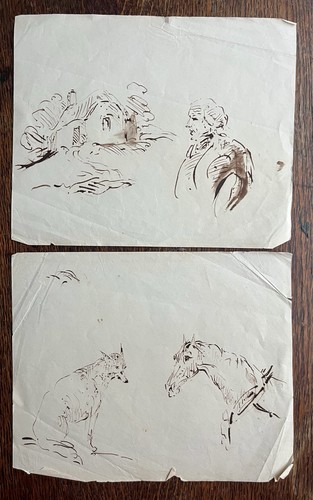 Antique pen ink sketches - pen,