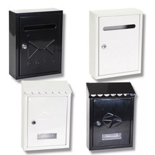 POST BOX LARGE LETTER MAIL BOX STEEL LOCKABLE OUTDOOR WALL MOUNTED WITH KEYS