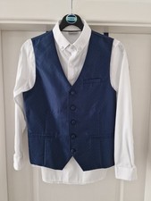 Next Signature Boys blue waistcoat & white shirt - 11-12 years - formal, wedding