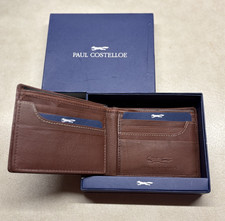 Paul Costelloe Men's Brown Leather Bifold Wallet - New In Box (Box Damage)