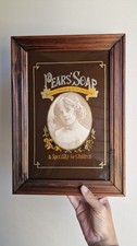 Rare VINTAGE Collectable PEARS SOAP Advertising reclaimed Wall Mirror Wood Frame