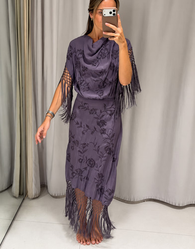 Zara lilac viscose embroidered - lilac,
