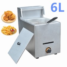6L New Stainless Steel Commercial Gas LPG Fryer Catering Frying Tool Single Tank