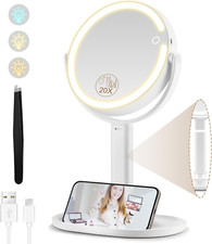 MOMOKUBA Magnifying Mirror with Light 20X, 8" Makeup Mirror with Light on Stand,