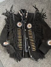 Black Western Leather Jacket Fringe Biker Motorcycle vintage