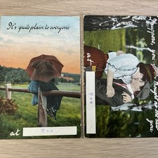 “WEM - SHROPSHIRE” 2 x 1909 GREETINGS POSTCARDS BY EUSTACE WATKINS OF LONDON.