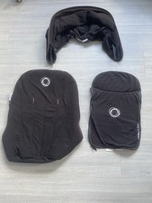 Bugaboo Cameleon 1 & 2 Fleece Black hood Sun Canopy Seat Liner & Apron Full Set