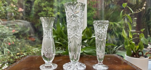 Trio set vintage cut crystal - cut,
