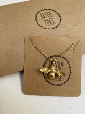 Sterling Silver Gold Plated Bumble Bee Pendant Necklace With Gift Box