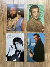 Job Lot Of 4x 1980s Movie Star Postcards Mr T Shatner Travolta Van Damme Etc