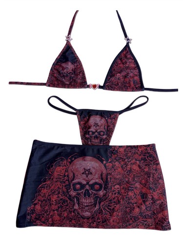 Goth skull rave bikini - goth,
