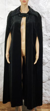 Amazing Vintage 1970's Black Velvet Long Cape Rhinestone Buttons