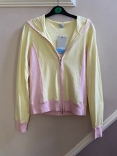 OASIS LADIES YELLOW & PINK KNITTED CARDIGAN HOODED TOP SIZE 12 UK