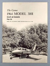 CESSNA 1964 MODEL 310I PRICE LIST VINTAGE MANUFACTURERS SALES BROCHURE