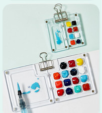 Travel Paint Set with 8/15 Grids Mini Wood Palette Box for Watercolor Painting