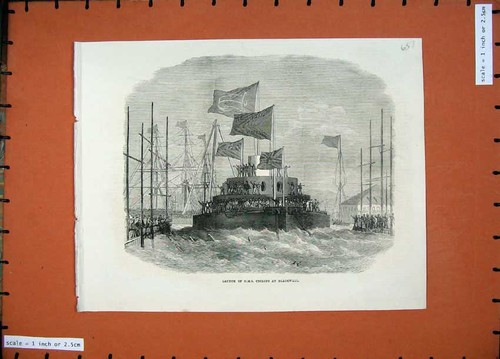 Old antique print 1871 - print, launch