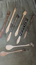 8 Hand Carved Wooden Spoons
