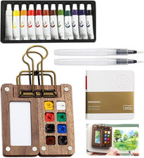 Portable Palette Pocket Artist Travel Set, 8-Grid Watercolour Palette with Metal