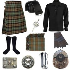 Scottish Men's 10 Pieces Antique Dragon Sporran Kilt Outfit Wedding Kilt Set