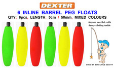 6 INLINE BARREL PEG FLOATS IN