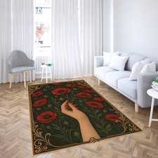 Black Cat & Red Poppies Area