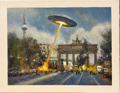 Original sci painting ufo - sci, fi