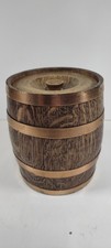 Copper Banded Wooden Storage Barrel with Lid - 16cm x 12.5cm - Oak?