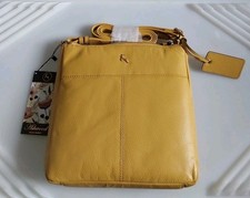 Ashwood Leather Medium Crossbody Bag In Ochre Hieght 23cm Width 23cm QVC BNWT 